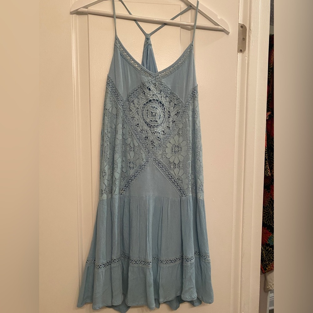 Umgee Blue Spaghetti Strap Flowy Dress Coverup Size S